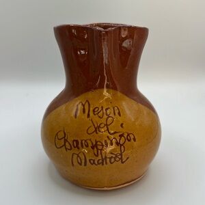 Meson del Champinon Madrid Pitcher Clay Terracotta‎ Glazed Pottery Vase